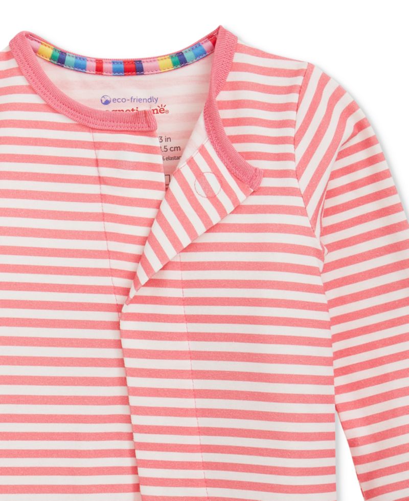 Baby Girls' Long-Sleeve Striped-Print Coverall, 2- Pack
