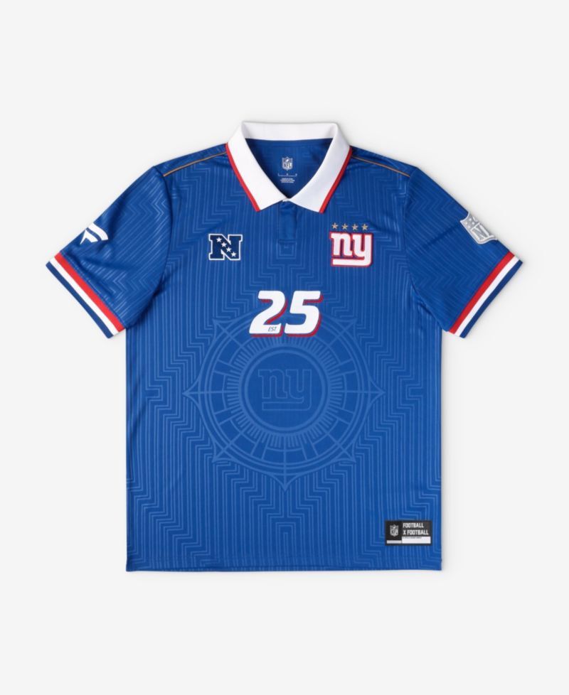 Big Boys and Girls Royal New York Giants Football x Football Collared Fan Jersey