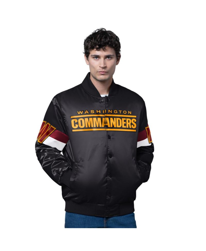 Men's Black Washington Commanders Triple Option Full-Snap Varsity Jacket