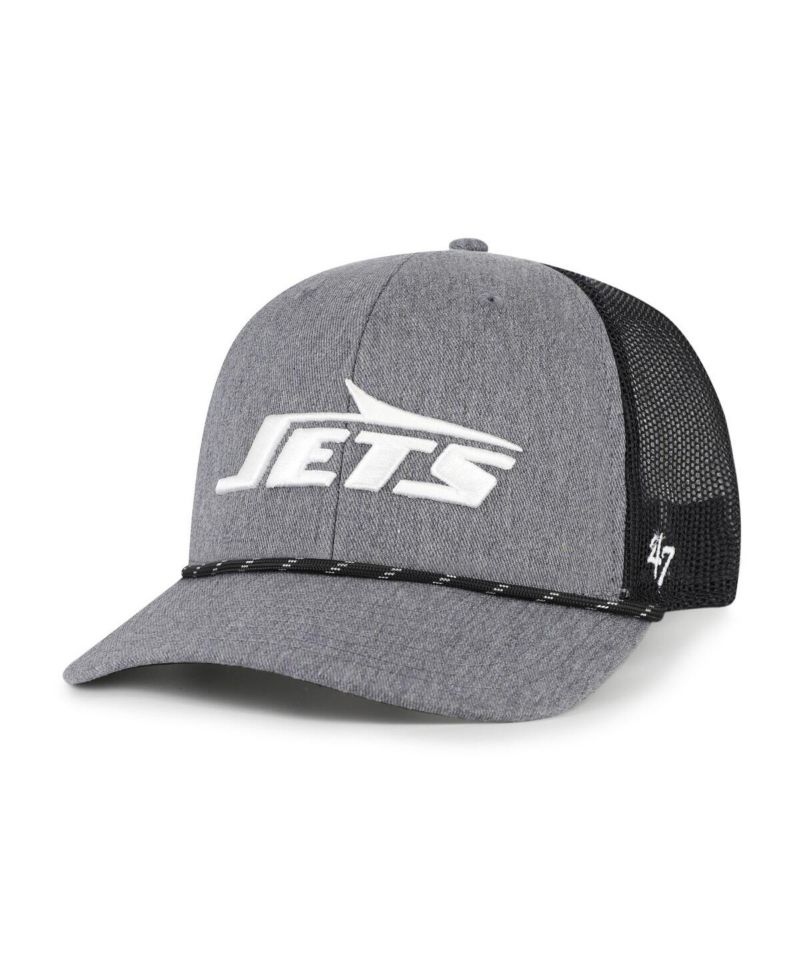 Men's Heather Charcoal New York Jets Carbon Rope Trucker Adjustable Hat