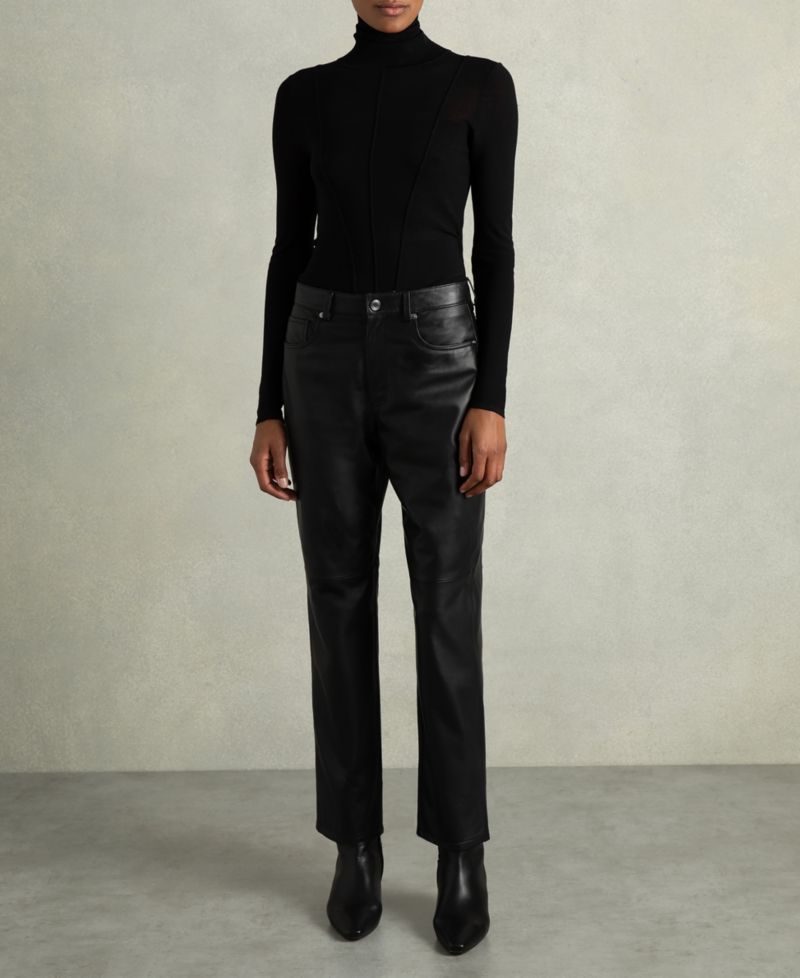 Women's Verona Leather Slim-Leg Pants