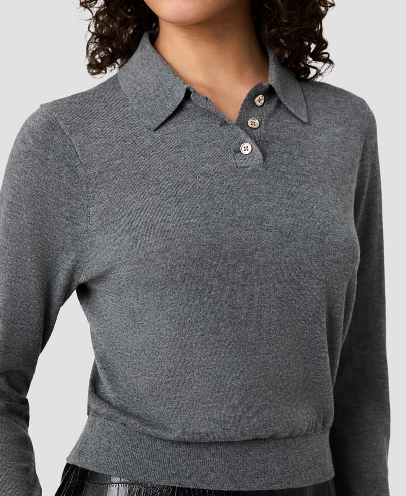 Women's Nola Fine Knit Collared Long-Sleeve Top