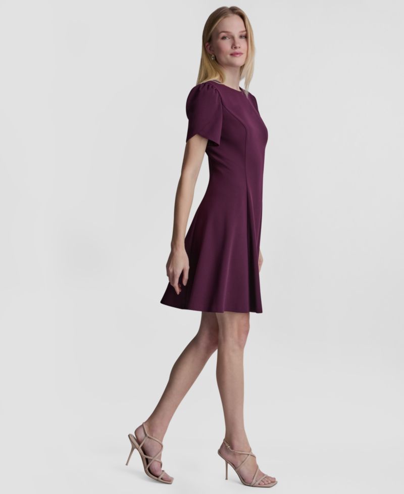 Women's Tulip-Sleeve Fit and Flare Dress