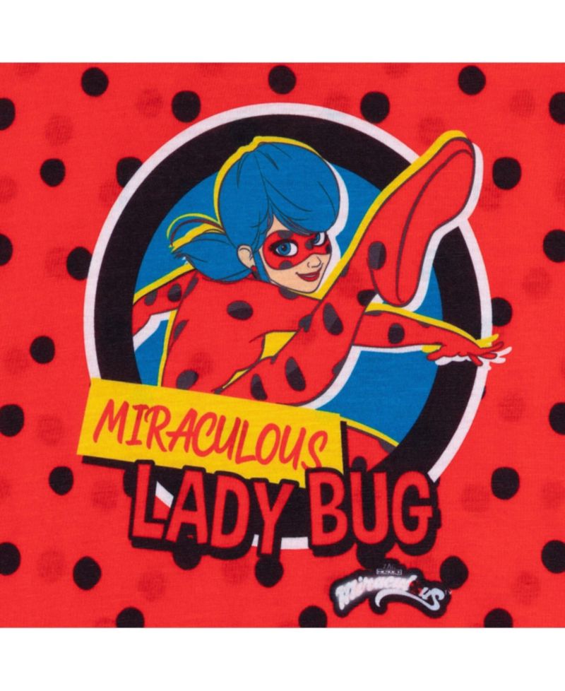 Girls Ladybug Pajama Shirt Pants and Matching Doll Outfits 4 Piece Set