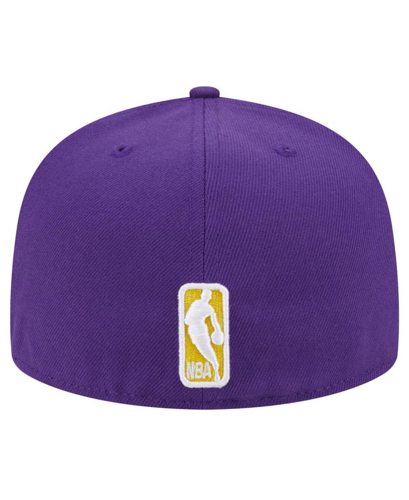 Men's Purple Los Angeles Lakers Sport Night Script Sided 59FIFTY Fitted Hat