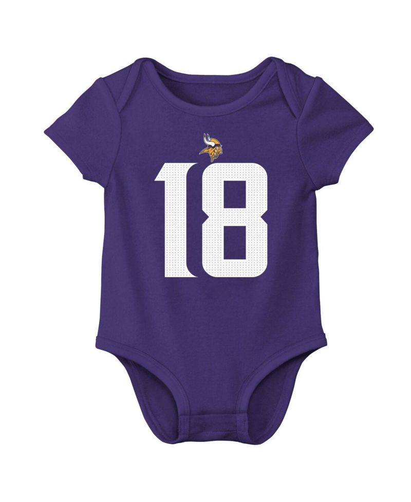 Baby Boys and Girls Justin Jefferson Purple Minnesota Vikings Player Name & Number Bodysuit
