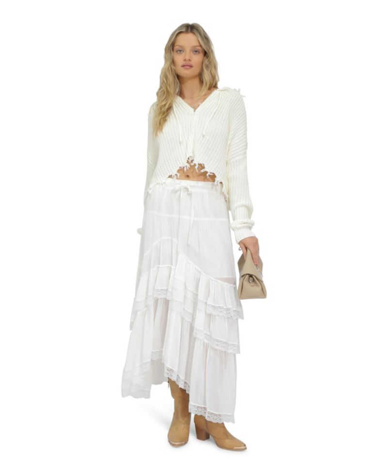 Women's Another Love Fringe Knit Zip Cardigan