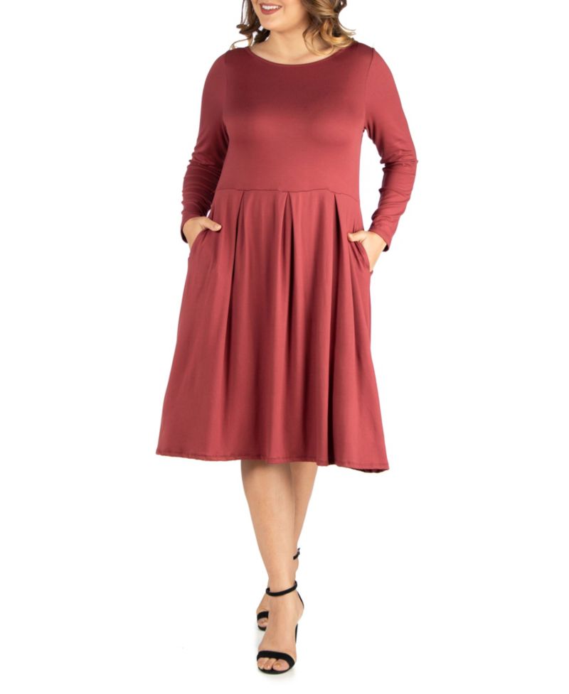 Women's Plus Size Fit and Flare Midi Dress