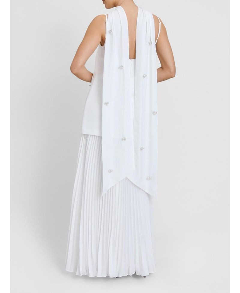 Women's Embellished Pearl Strappy Maxi Dress