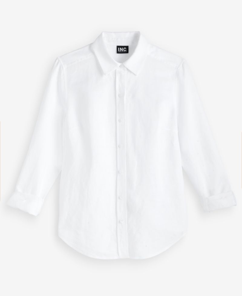Petite Button-Front Long-Sleeve Shirt