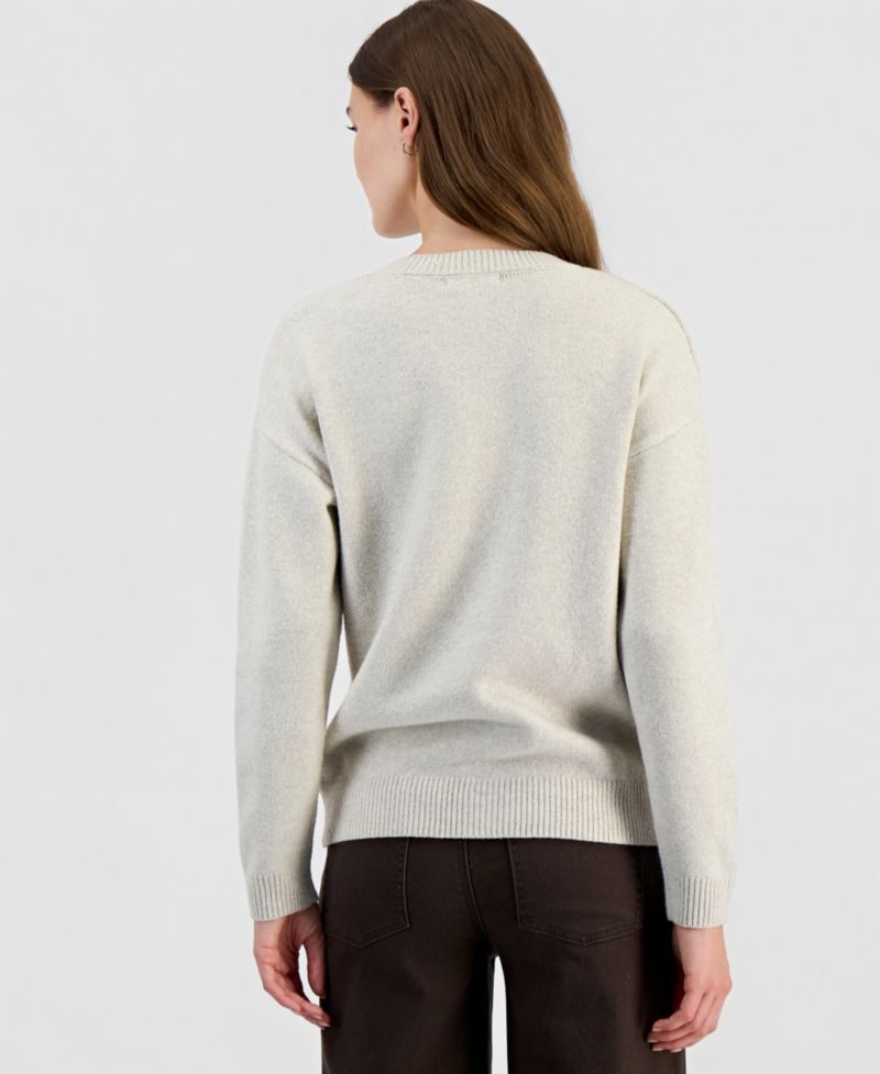 Juniors' Novelty Dog Crewneck Long-Sleeve Sweater