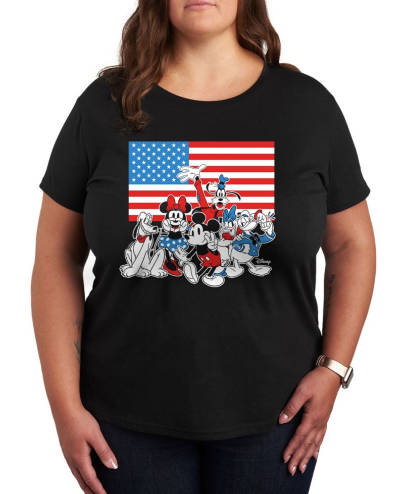 Plus Size Disney Mickey and Gang American Flag Graphic T-Shirt