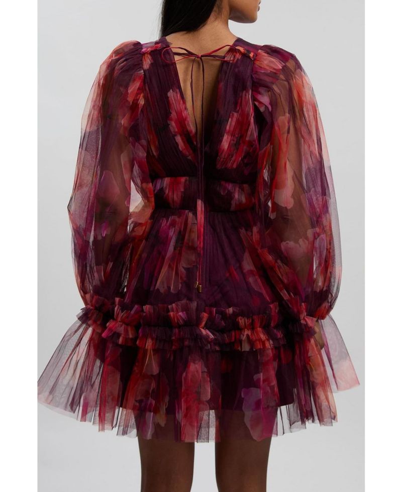 Women's Tulle Balloon Sleeve Mini Dress