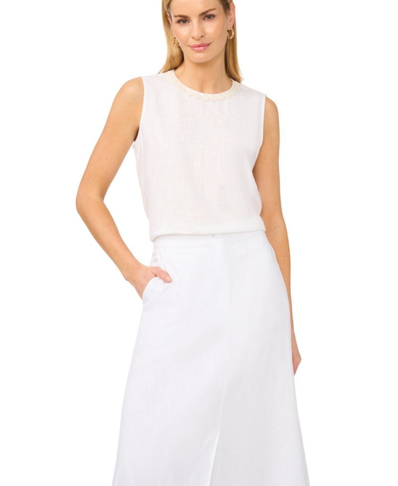 Plus Size Sleeveless Crewneck Blouse