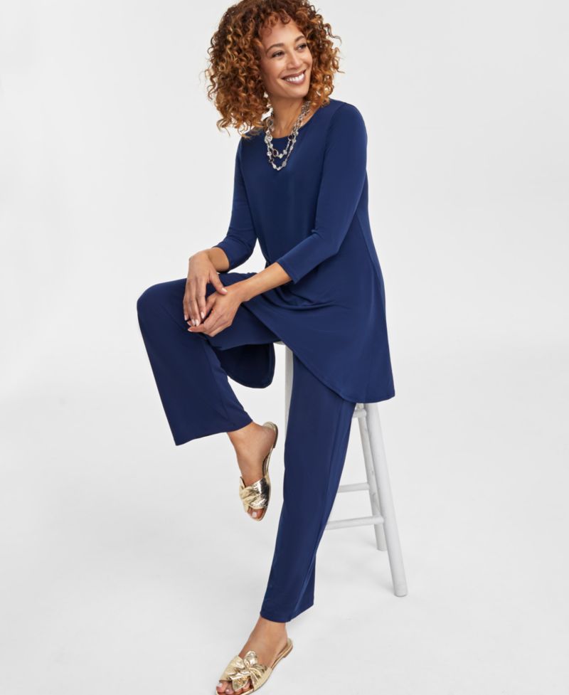 Women's Knit Wide-Leg Pull-On Pants, Regular & Short Lengths