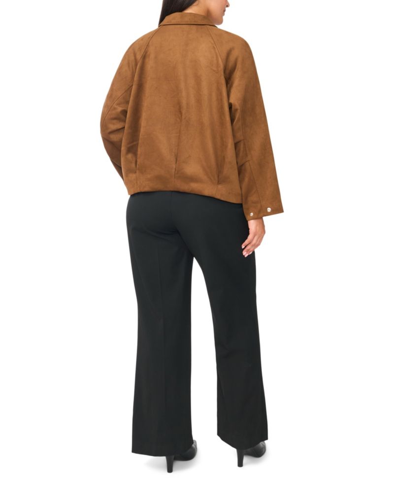 Plus Size Raglan-Sleeve Faux-Suede Work Jacket