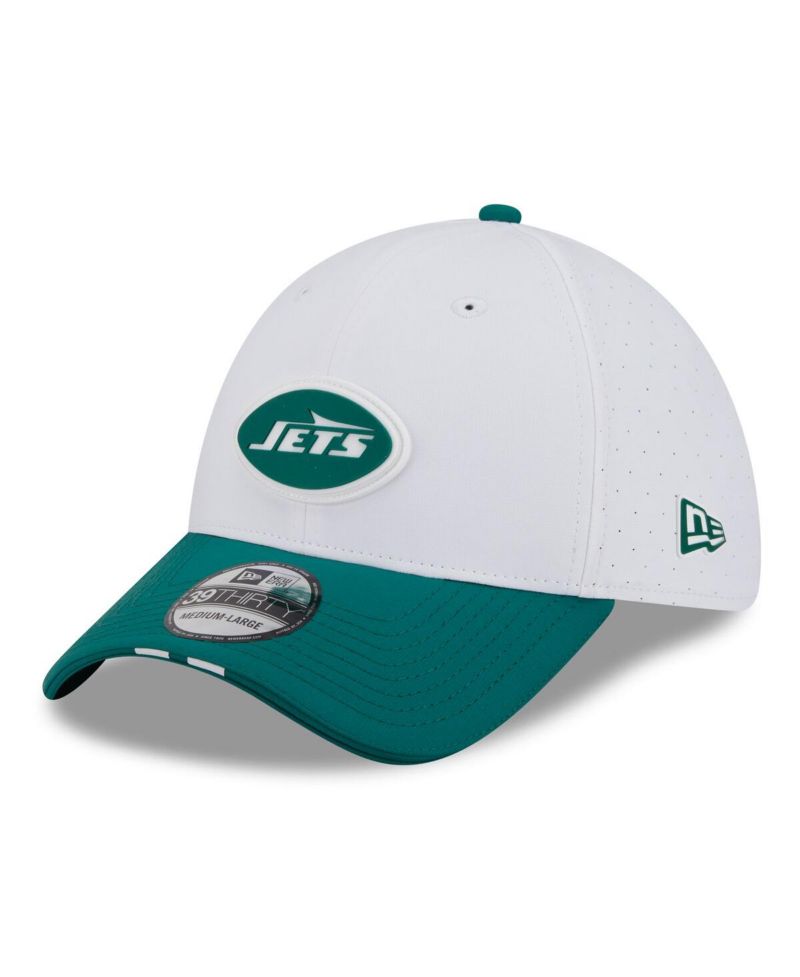 Men's White/Green New York Jets 2025 NFL Training Camp 39THIRTY Flex Hat
