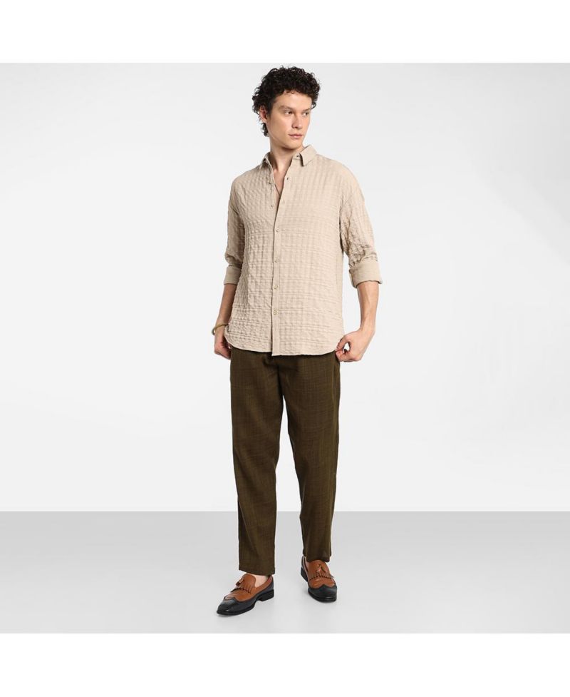Men's Saltbox Beige Dimentional-Textured Shirt