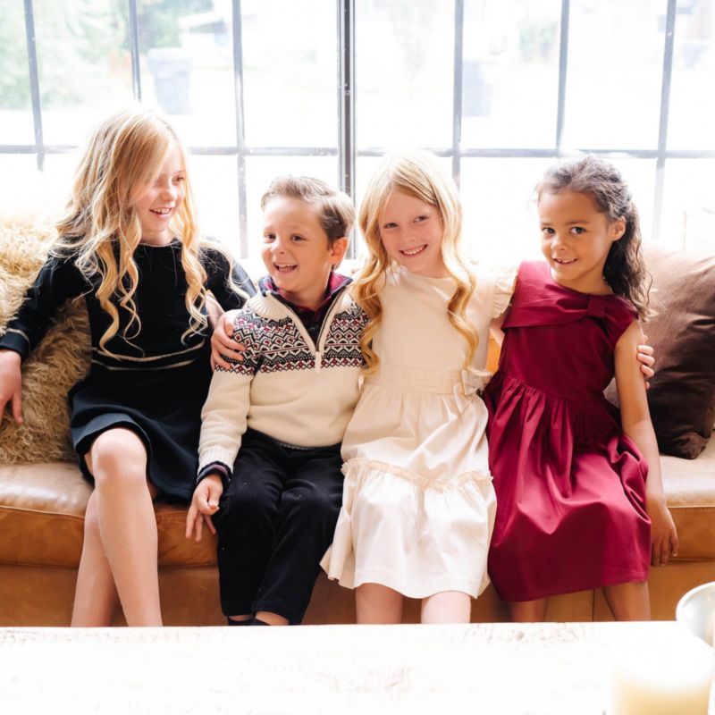 Toddler Girls Hope and Henry Long Sleeve Ruffle Collar Sweater Dress