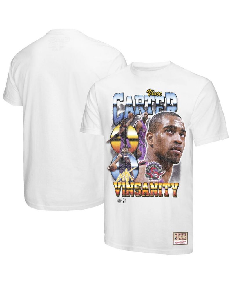 Men's Vince Carter White Toronto Raptors Hardwood Classics Commemorative Player Collage T-Shirt