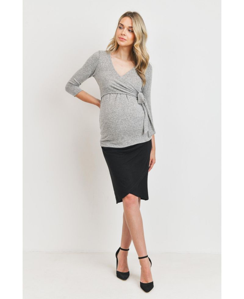Women's Nursing Wrap V Neck 3/4 Sleeve Top
