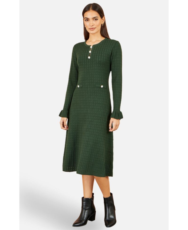 Women's Long Sleeve Knitted Midi Dress