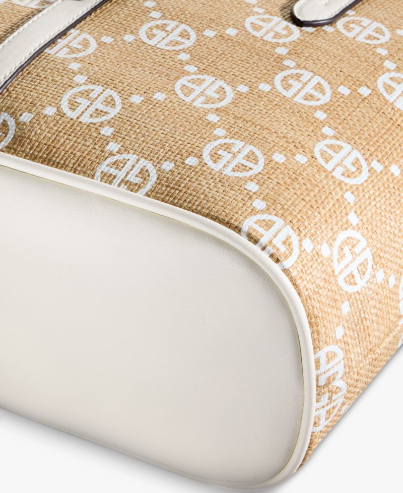 Belted Monogram Straw Tulip Tote Bag