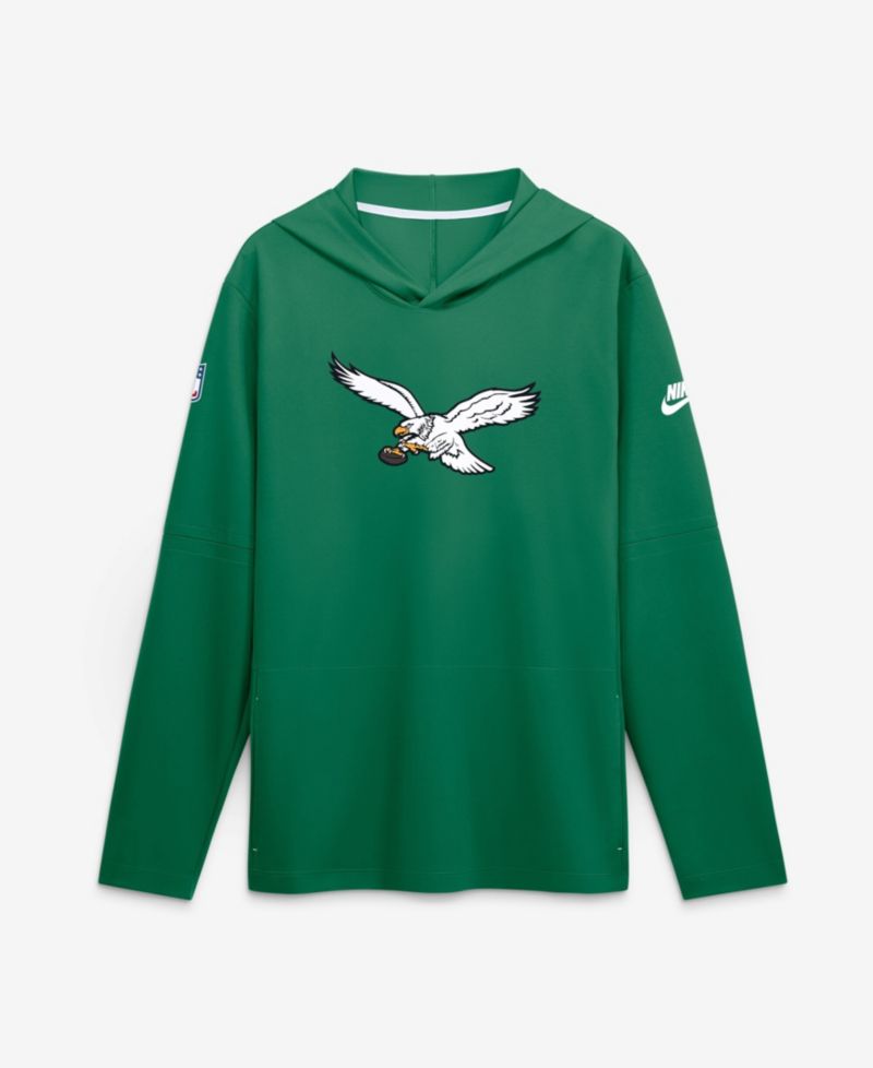 Men's Kelly Green Philadelphia Eagles Sideline Dri-FIT Long Sleeve Hooded T-Shirt