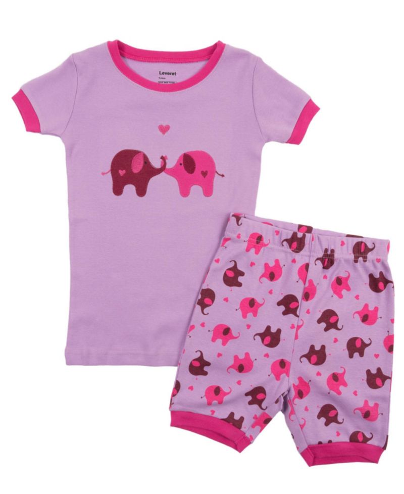Big Girls Matching Doll Snug-Fit Cotton Short Sleeve Pajamas