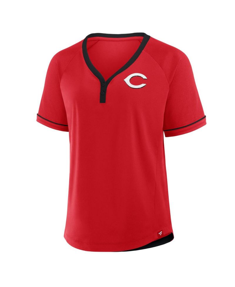 Women's Red Cincinnati Reds League Diva Star Raglan V-Neck T-Shirt