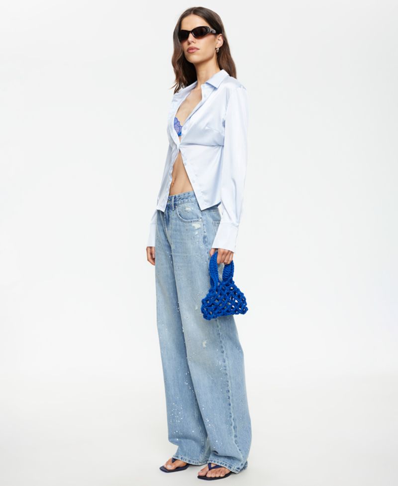 Women's Diamante Straight Cotton Jeans