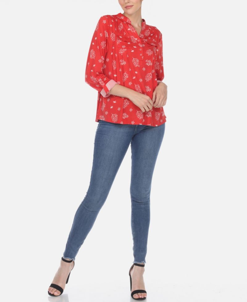 Plus Size Pleated Long Sleeve Top