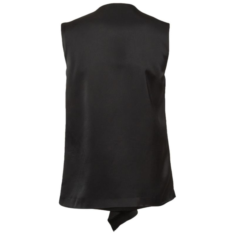 Women's Black Crepe Fringe Detail Sleeveless Top