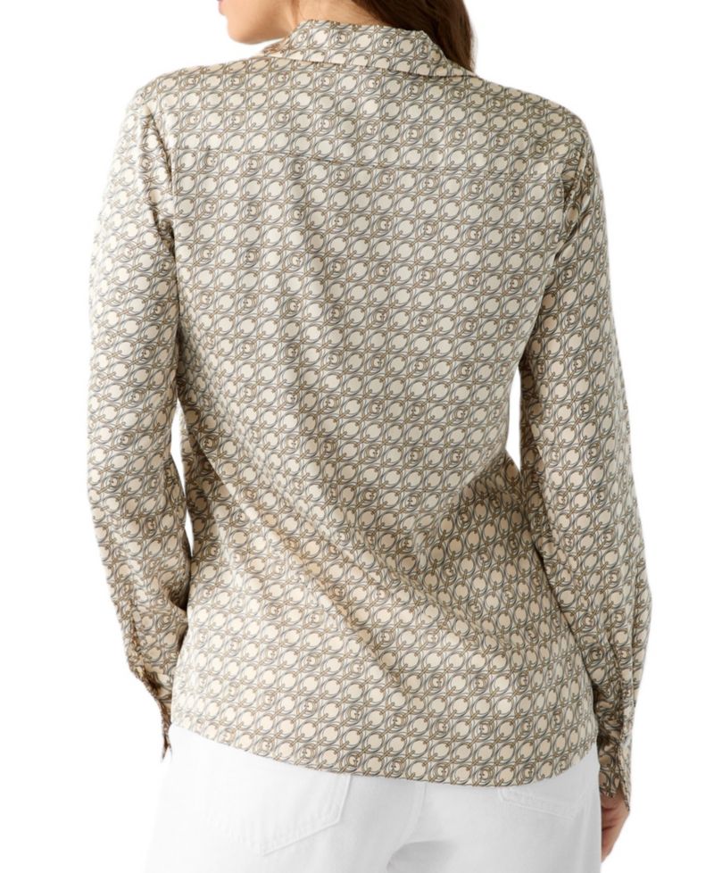 Women's Concetta Satin Wrap Collared V-Neck Long-Sleeve Blouse