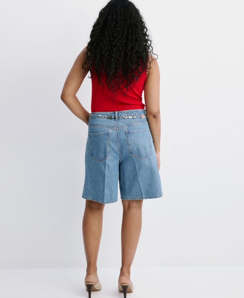 Women's High-Waist Straight-Fit Denim Shorts