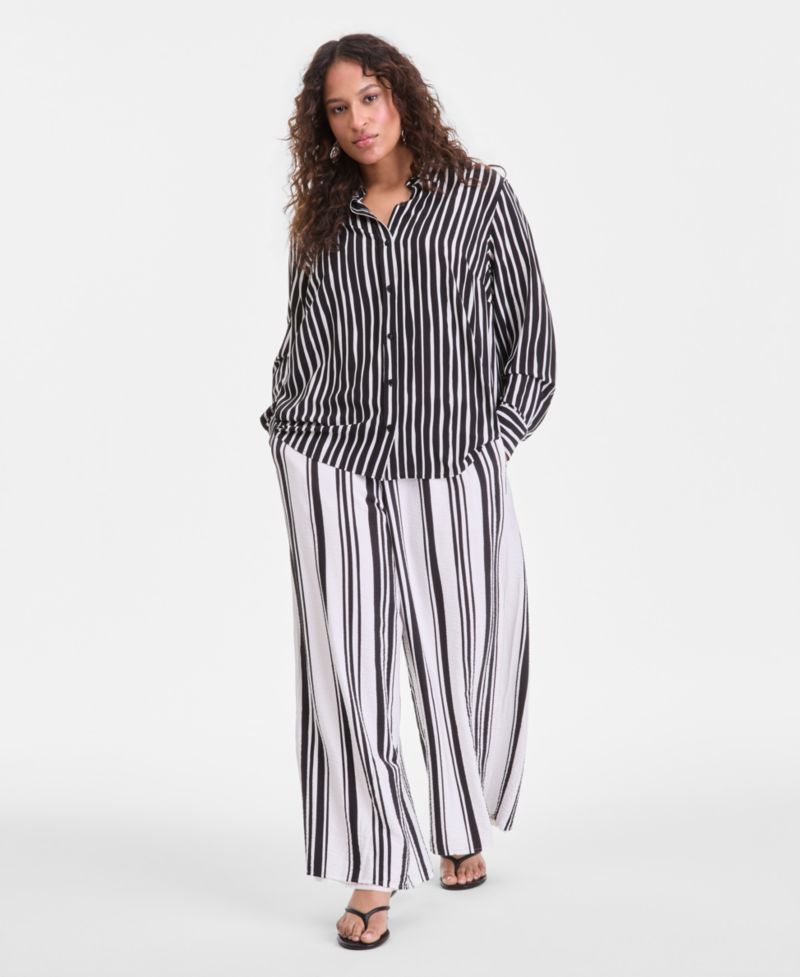 Plus Size Printed Button-Up Top
