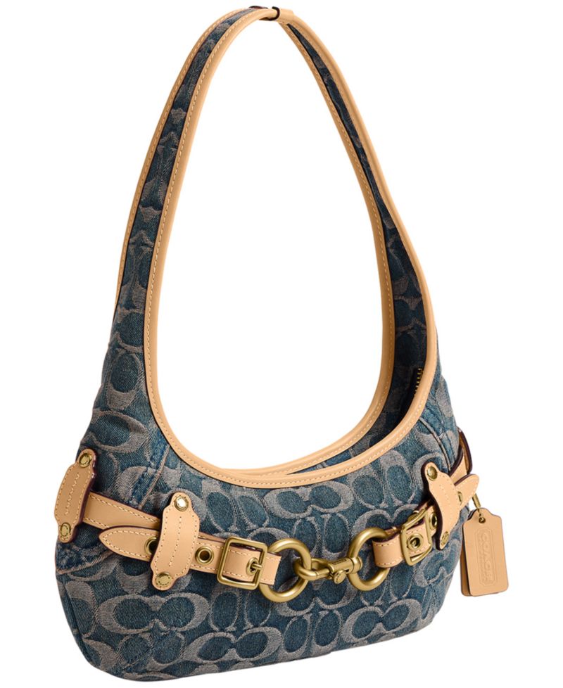 Belted Ergo Small Signature Denim Shoulder Handbag 26