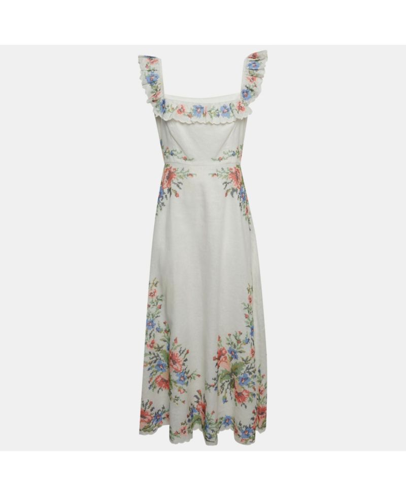 Women's Linen Cross Stitch Off Shoulder Dress