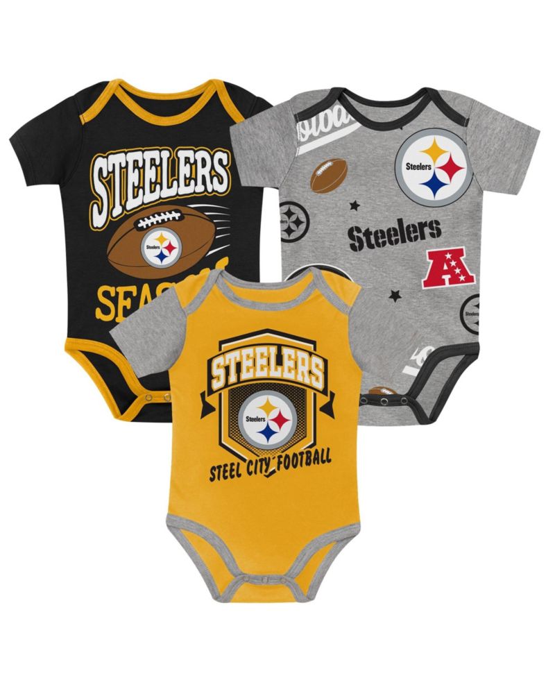Baby Boys and Girls Pittsburgh Steelers First Round Pick 3-Piece Bodysuit Set