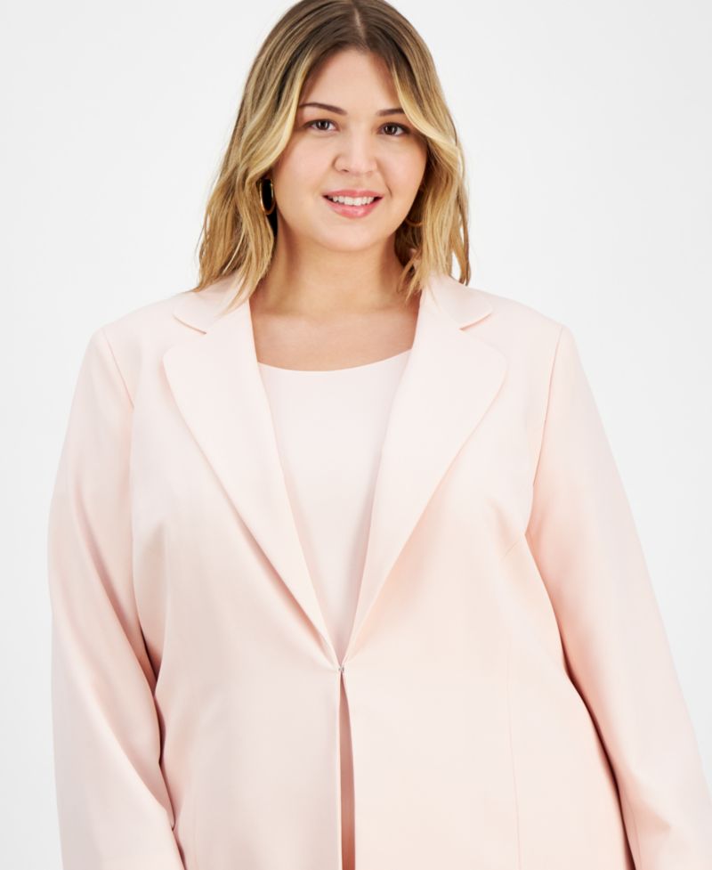 Plus Size Elongated Blazer 2 Piece Dress Suit