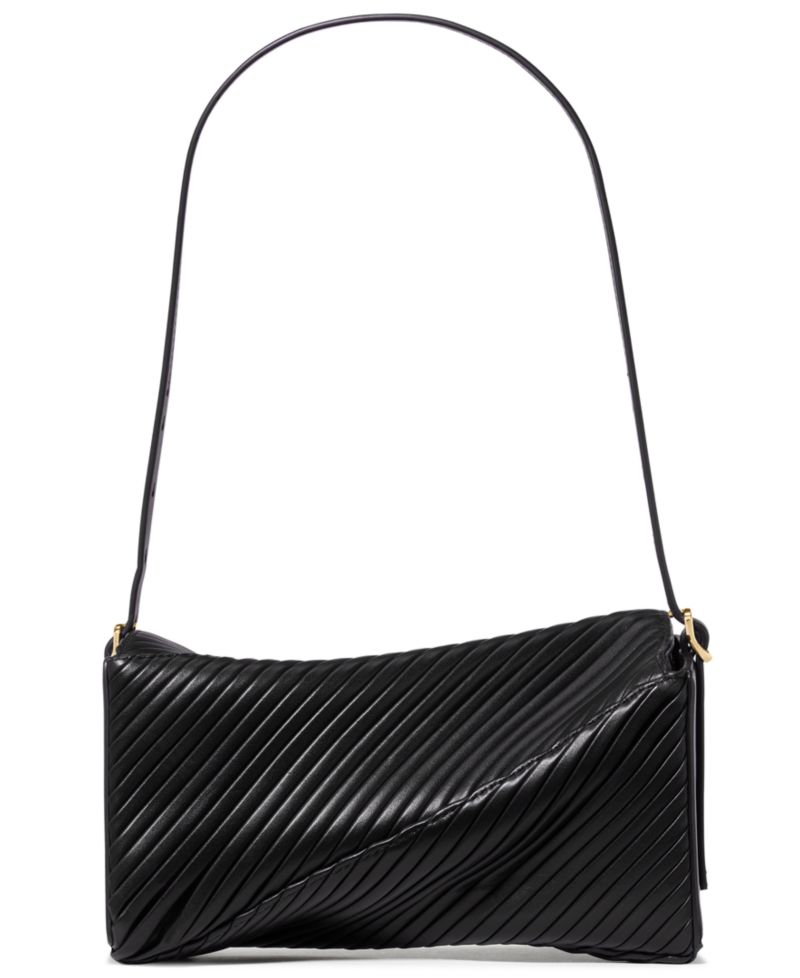 Deco Pleated Twisted Flap Small Shoulder Bag