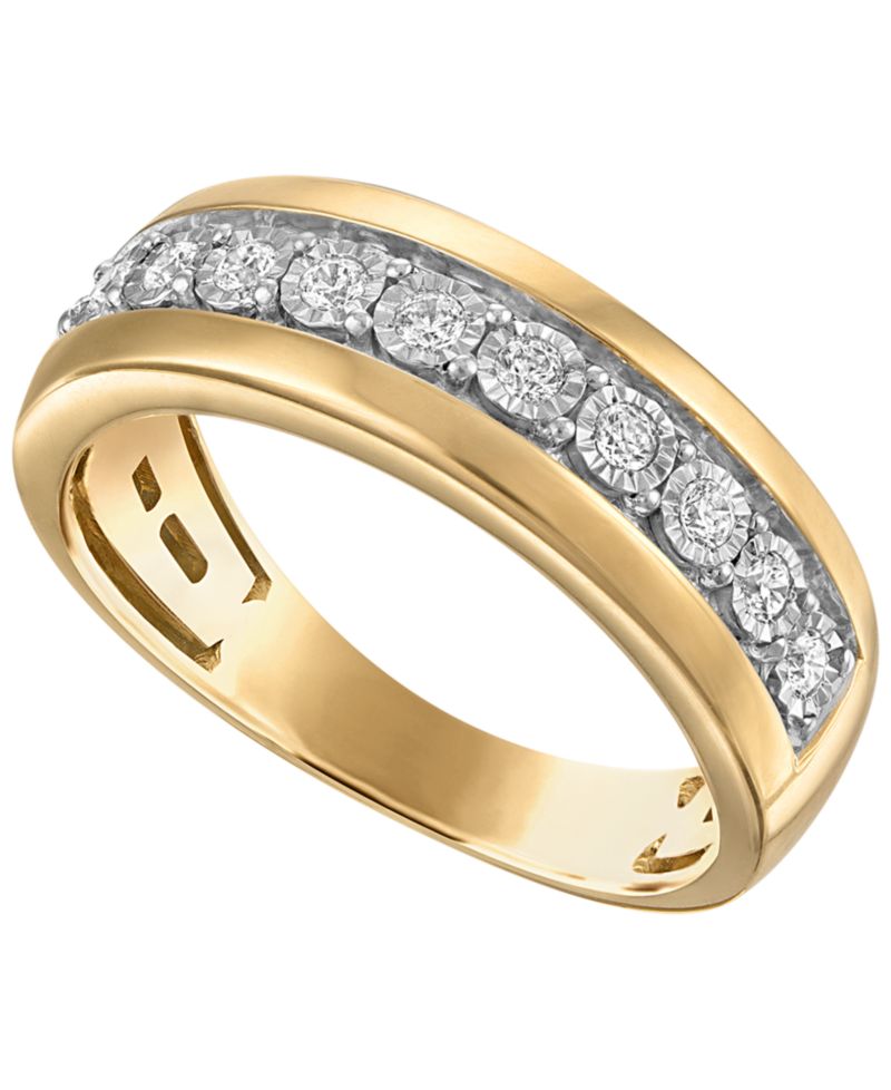 Men's Diamond (1/4 ct. t.w.) Ring in 14k Gold-Plated Sterling Silver