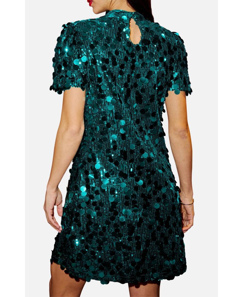 Women's Sequin Short Sleeve Tunic Dress