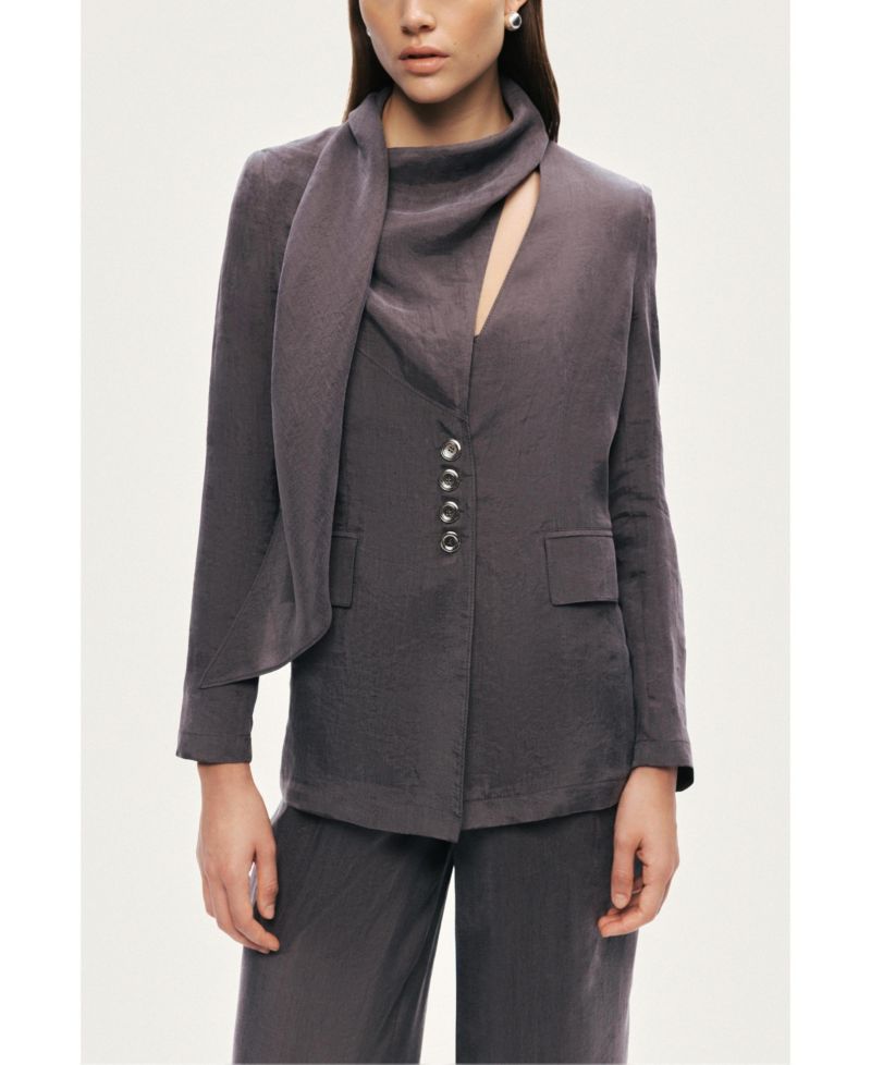 Women's Asymmetrical Draped Tailored Jacket