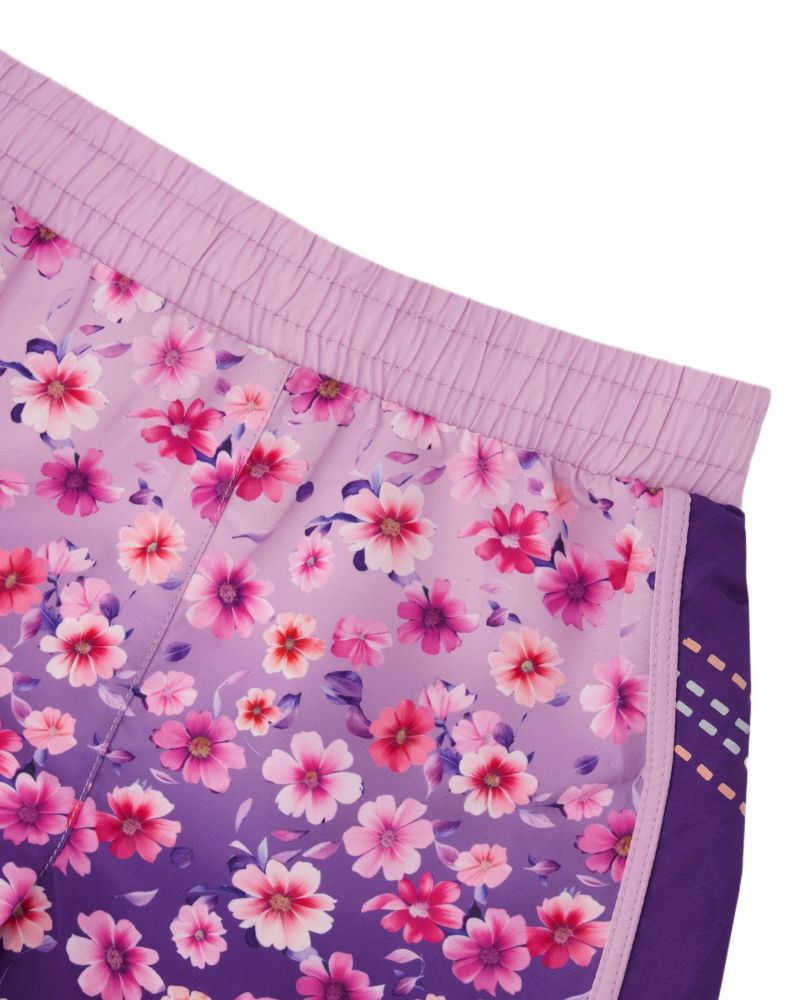 Girl Athletic Shorts in Polyester Mauve Floral Gradient