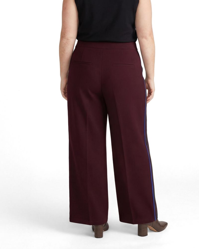 Plus Size Wide Leg Stripe Ponte Pants