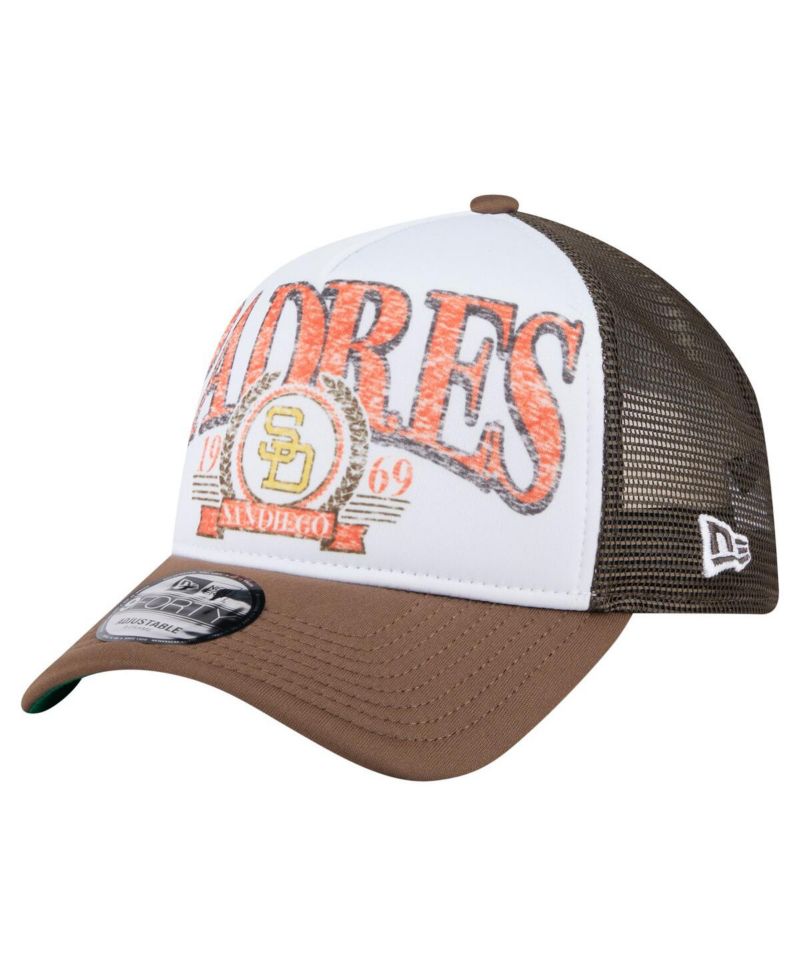 Men's Brown San Diego Padres Distressed 9FORTY A-Frame Adjustable Trucker Hat