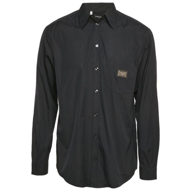 Men's Black Cotton Long Sleeve Shirt