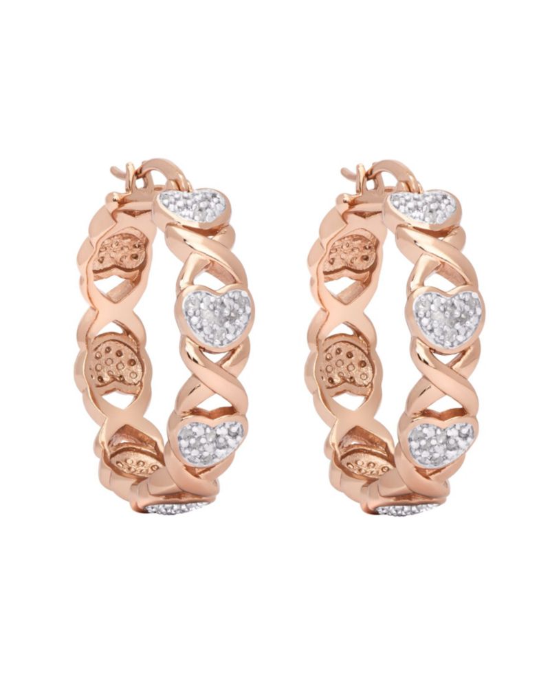Diamond Accent Gold-plated, Silver Plated or Rose Gold Plated X and Heart Earrings