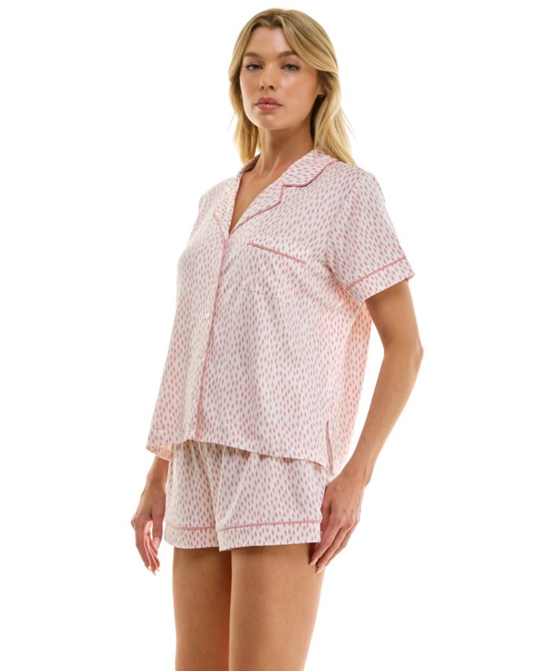 Women's Notch Collar Top and Pull-On Shorts, 2-Piece Set